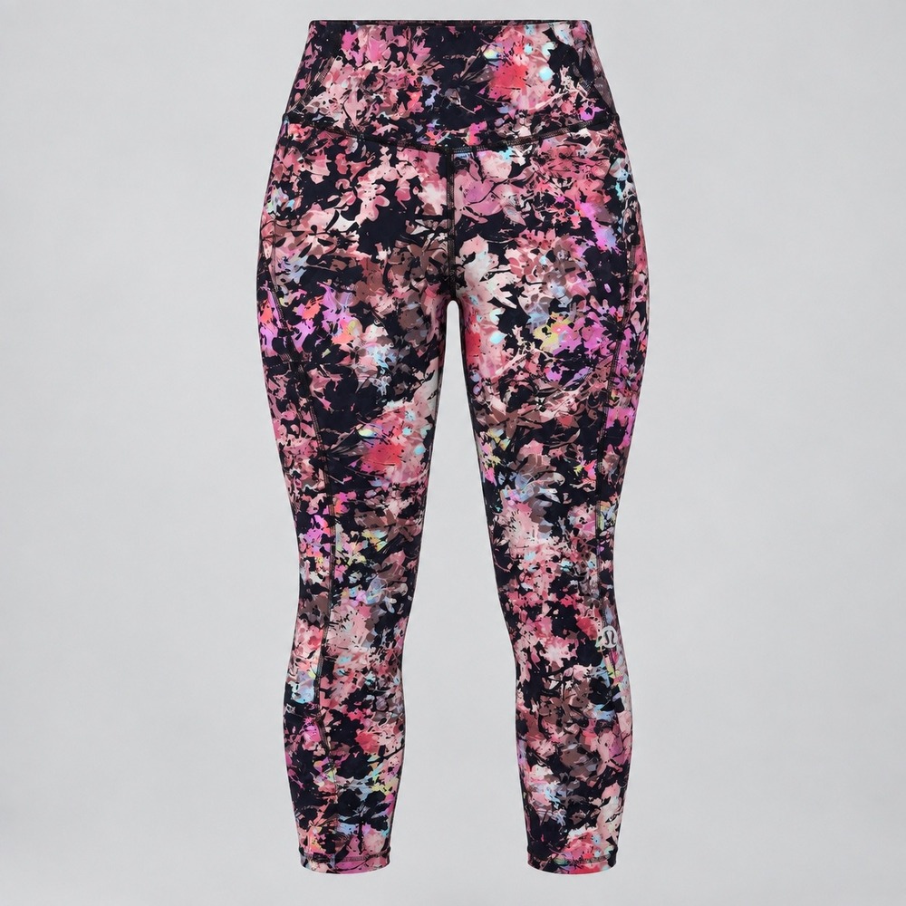 Lululemon Fast and Free High Rise Crop Size 2 Multicolor Floral Activewear Gym